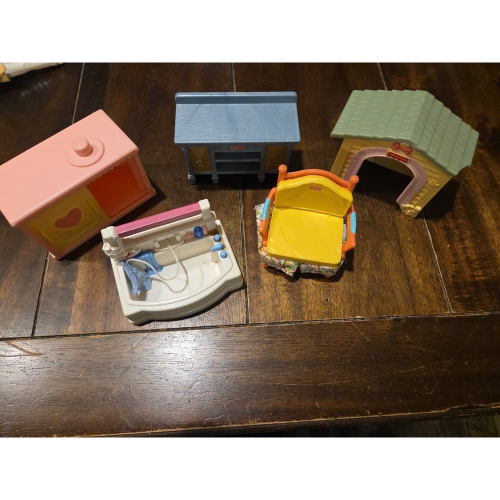 Fisher Price Loving Family Dollhouse Furniture Nursery Bath Dining Lot Figures-A